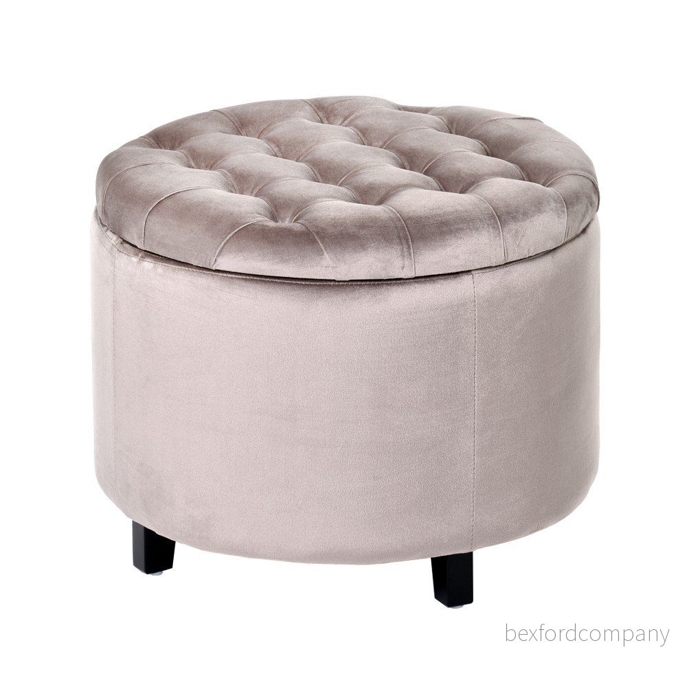 Světle šedý sametový puf s úložným prostorem Miloo Home Vanity, ⌀ 50 cm v:1203488