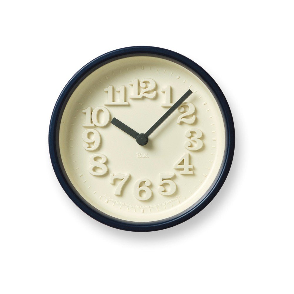 Nástěnné hodiny s tmavě modrým rámem Lemnos Clock Chiisana, ⌀ 12,2 cm v:864630