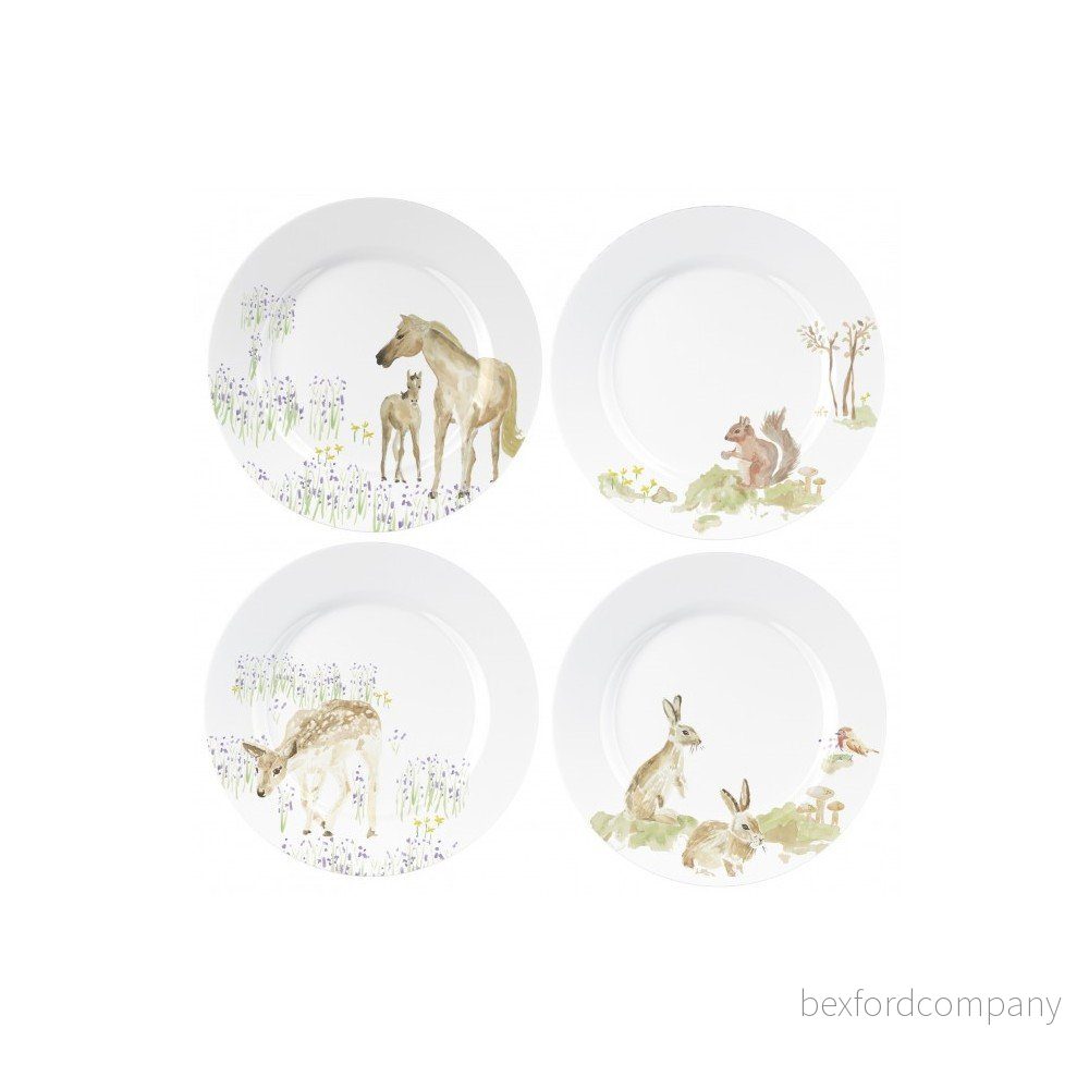 Sada 4 porcelánových dezertních talířů Forest Toile v:709964