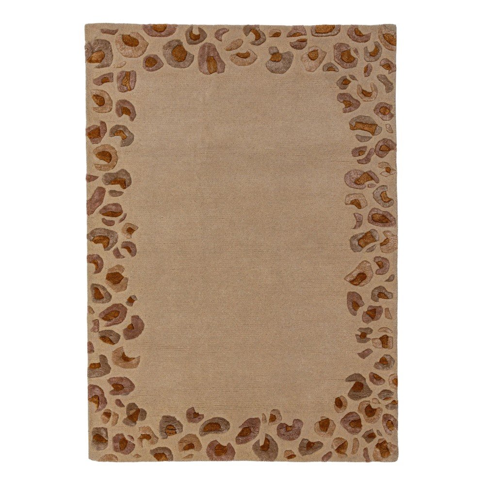 Ručně tkaný koberec s příměsí vlny v přírodní barvě 160x230 cm Leopard Frame – Flair Rugs v:1906234