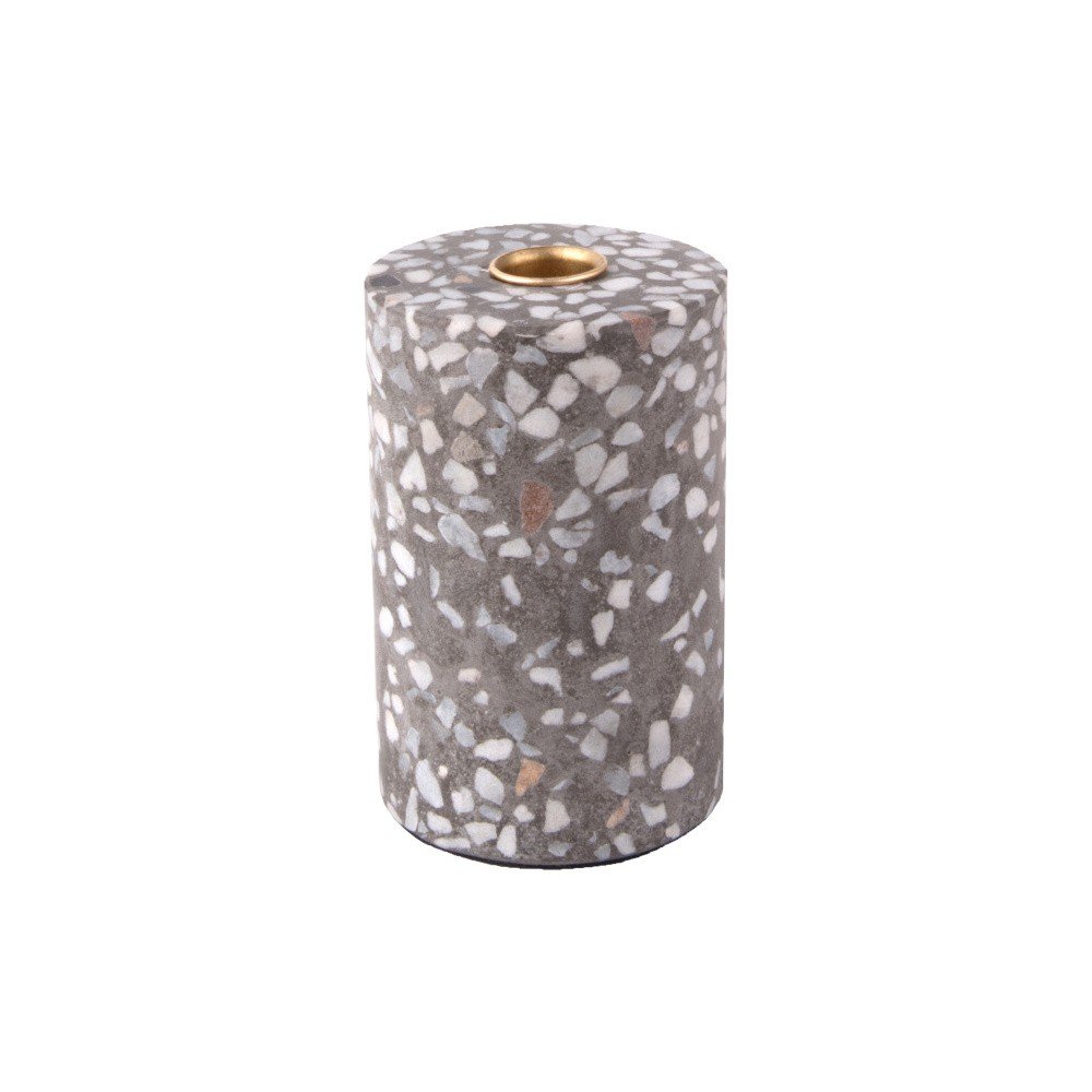 Šedý ručně vyráběný svícen PT LIVING Terrazzo Trois, výška 12,5 cm v:1089964