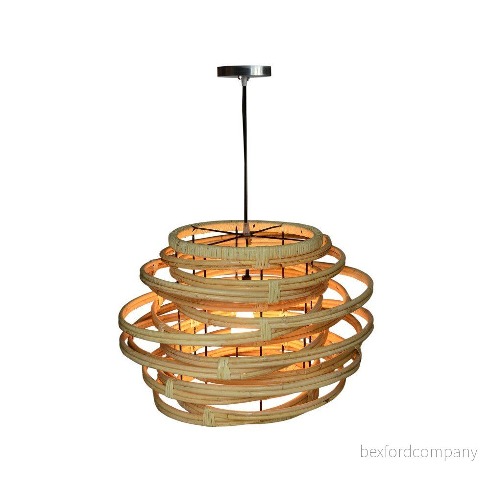 Závěsné ratanové svítidlo Bluebone Twister, Ø 52 cm v:793828