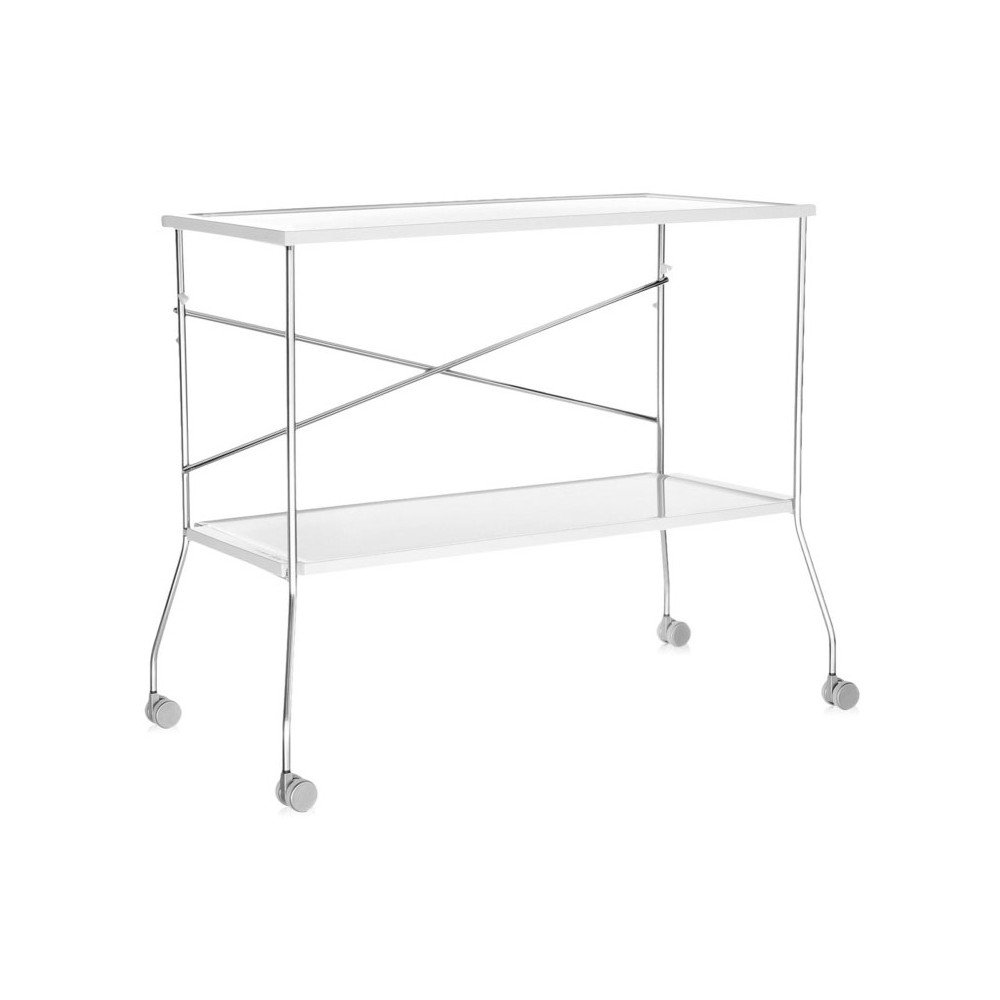 Lesklý bílý odkládací stolek na kolečkách Kartell Flip v:1073690