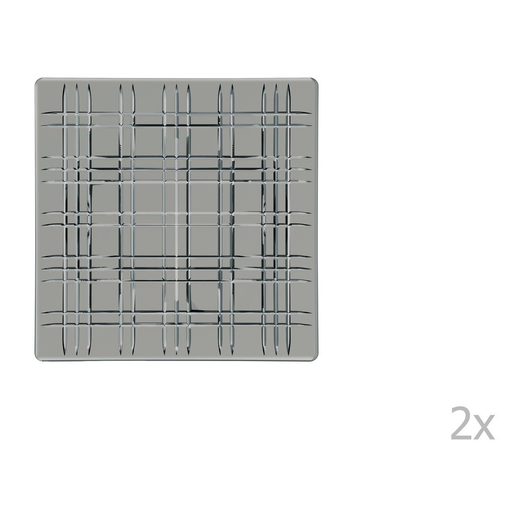 Sada 2 šedých čtvercových talířů z křišťálového skla Nachtmann Square Platter Smoke, 21 x 21 cm v:1318424
