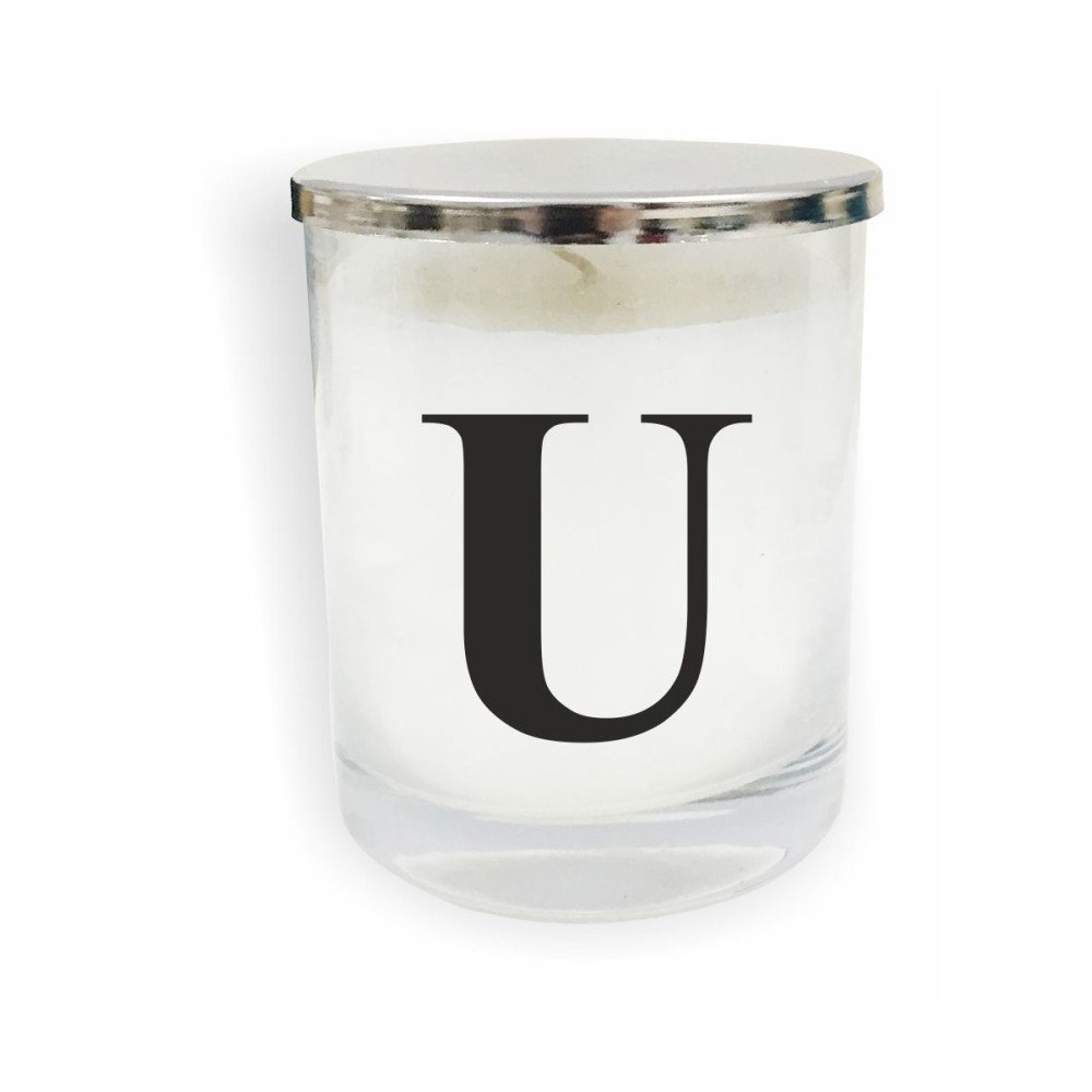 Bílo-černá svíčka North Carolina Scandinavian Home Decors Monogram Glass Candle U v:1193298