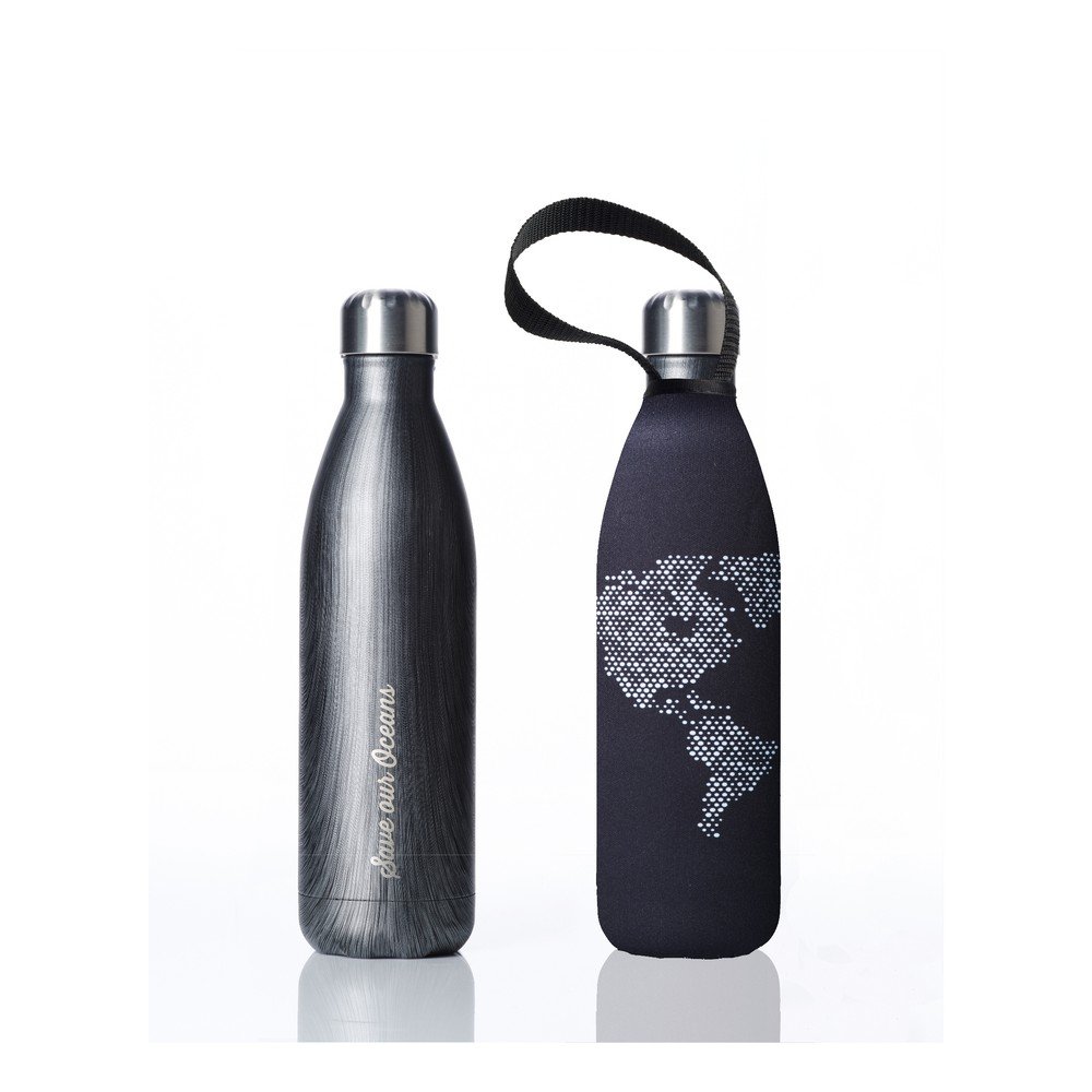 Černá cestovní termolahev v dekoru dřeva z nerezové oceli s obalem BBBYO Print, 750 ml v:1255616