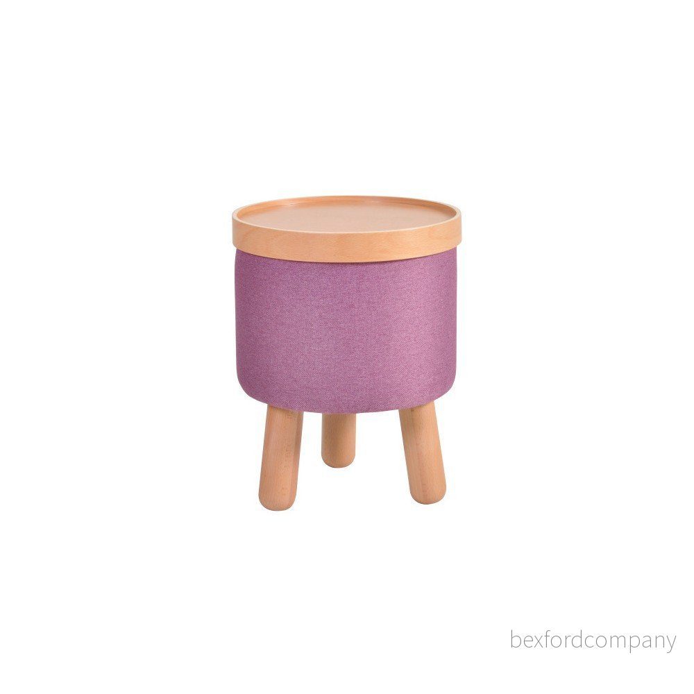 Fialová stolička s detaily z bukového dřeva a odnímatelnou deskou Garageeight Molde, ⌀ 35 cm v:692234