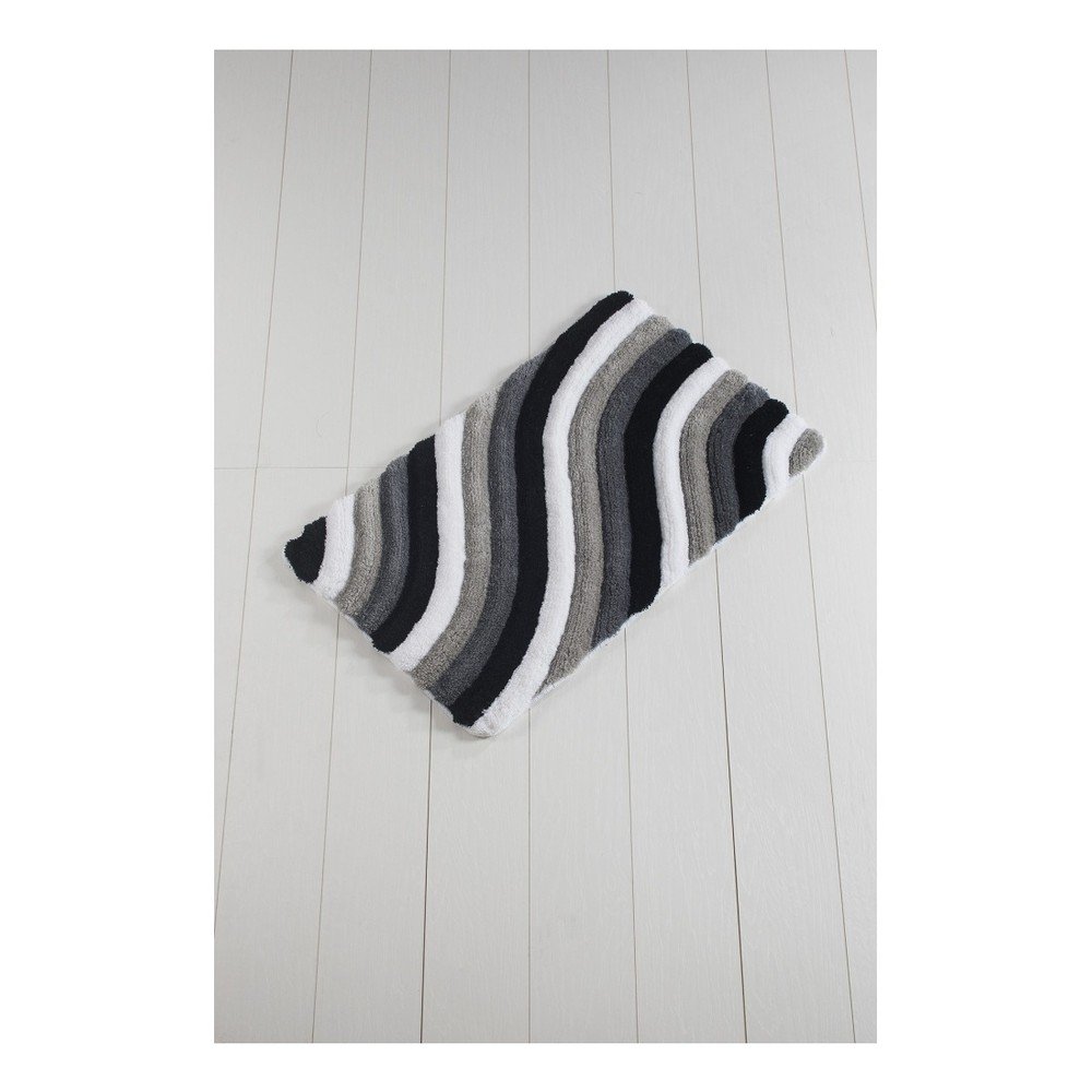 Šedo-bílá koupelnová předložka Waves Trismo, 100 x 60 cm v:1206090