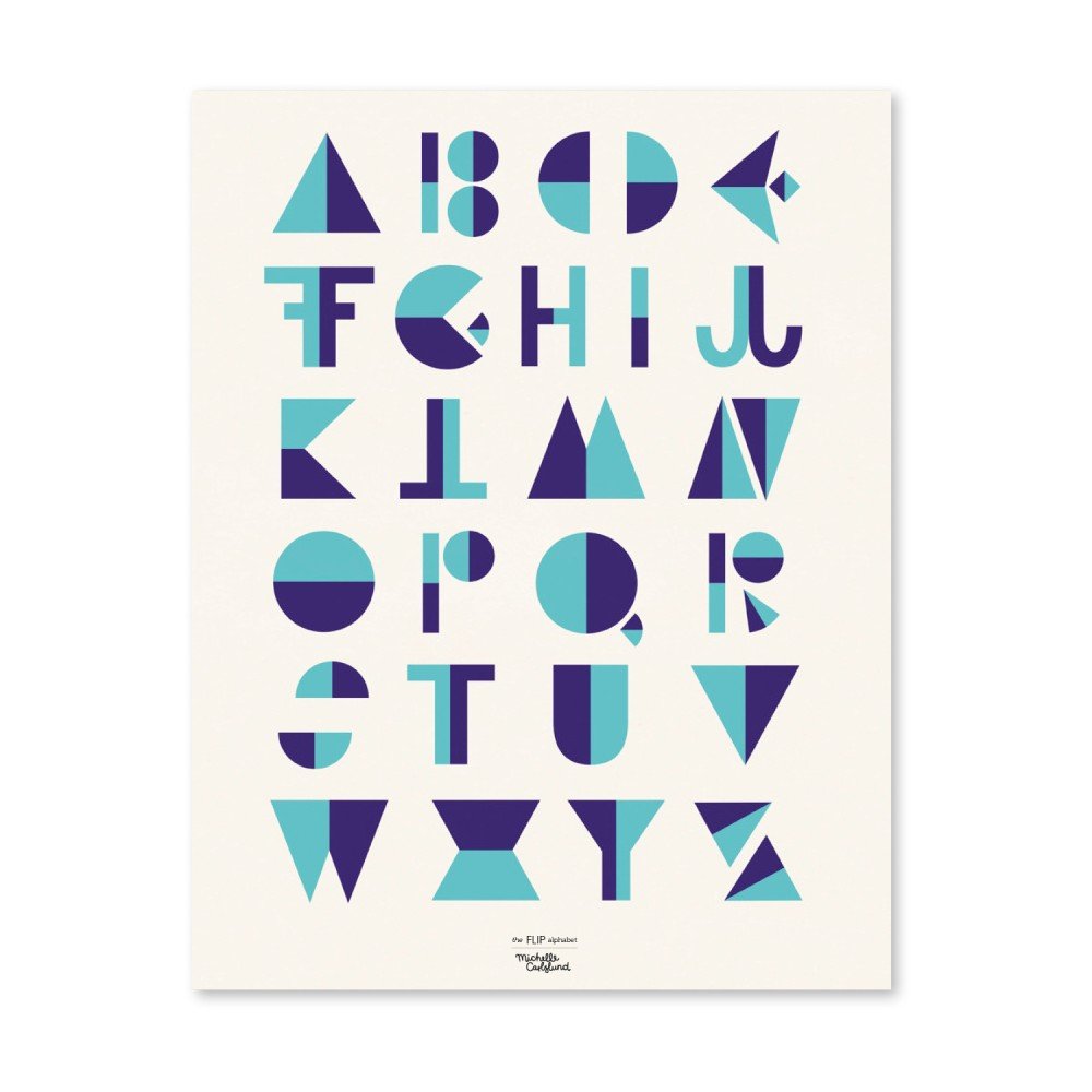 Plakát Michelle Carlslund Flip Alphabet Blue, 50 x 70 cm v:825772