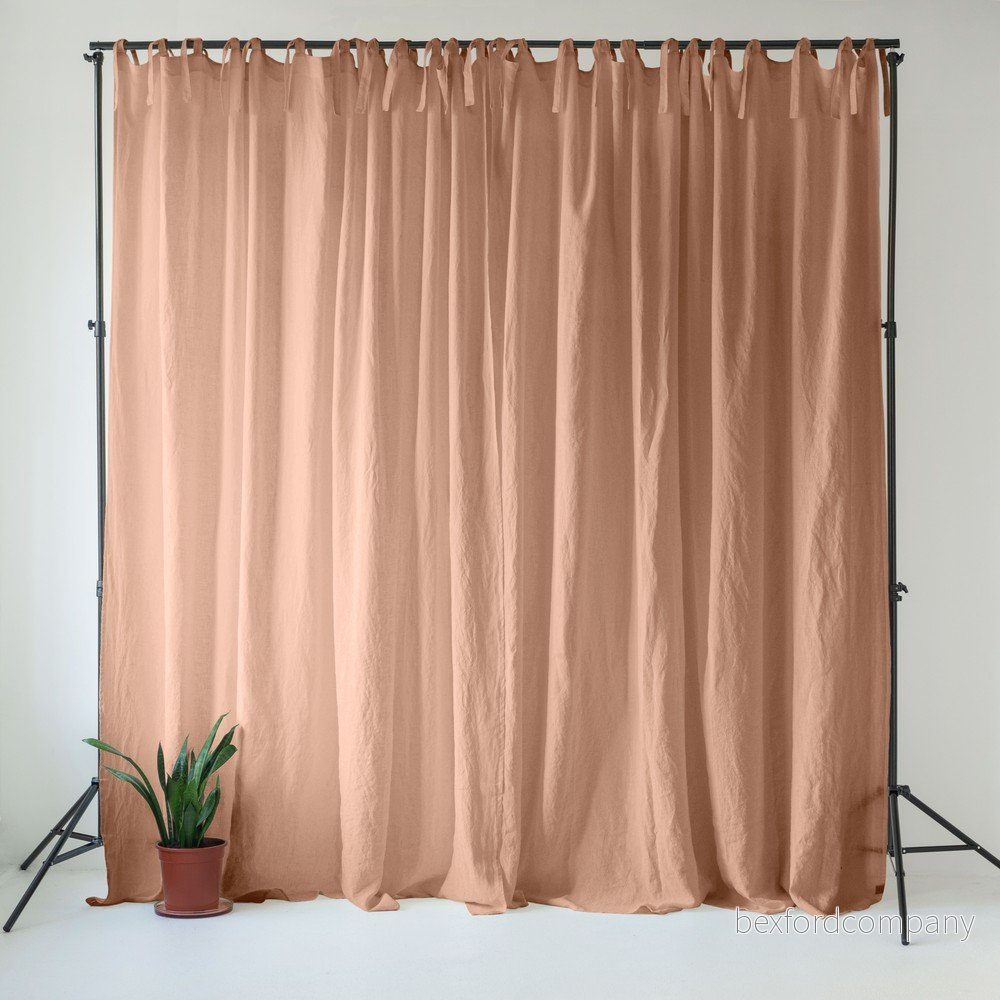 Růžový/hnědý lněný závěs 140x200 cm Cafe Creme – Linen Tales v:1795734